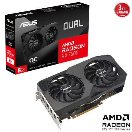 ASUS DUAL-RX7600-O8G 8GB GDDR6 HDMI DP 128BİT