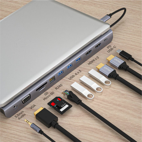 UNITEK USB-C 11in1 UNIVERSAL DOCKING STATION MST DESTEKLİ  (D1022B)